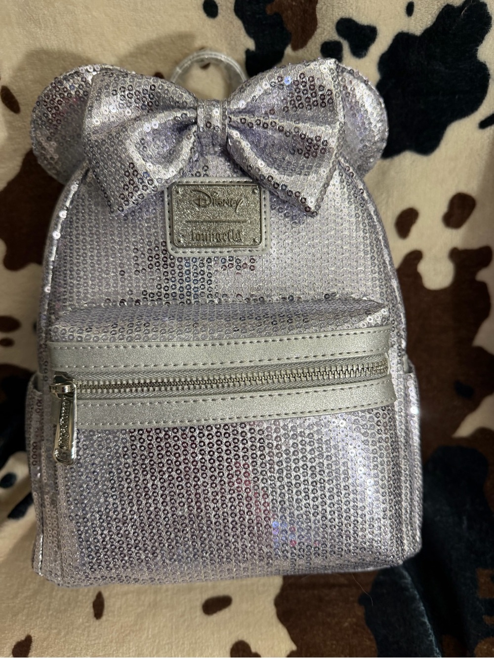 Loungefly Silver Sequin Minnie Ear Mini Backpack